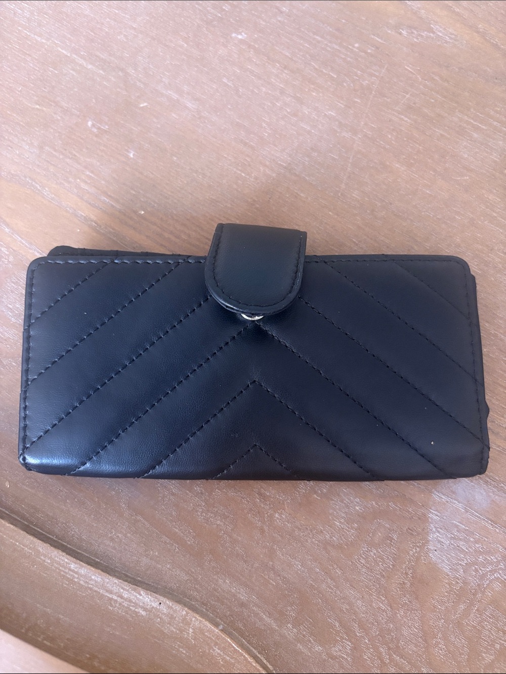Genuine Leather Black Quilted Women's Wallet